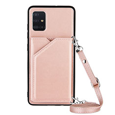 Coque Luxe Cuir Housse Etui Y02B pour Samsung Galaxy M40S Or Rose