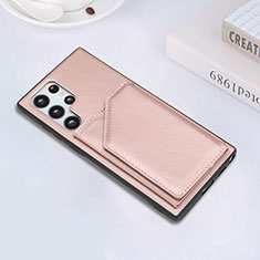 Coque Luxe Cuir Housse Etui Y02B pour Samsung Galaxy S24 Ultra 5G Or Rose