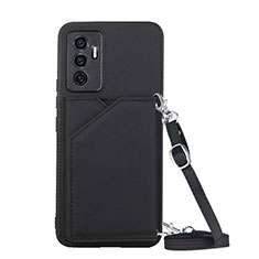 Coque Luxe Cuir Housse Etui Y02B pour Vivo V23e 5G Noir