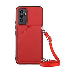 Coque Luxe Cuir Housse Etui Y02B pour Vivo V23e 5G Rouge