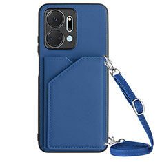 Coque Luxe Cuir Housse Etui Y03B pour Huawei Honor X7a Bleu