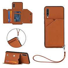 Coque Luxe Cuir Housse Etui Y03B pour Samsung Galaxy A50 Marron