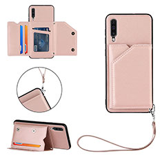 Coque Luxe Cuir Housse Etui Y03B pour Samsung Galaxy A50S Or Rose