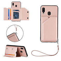 Coque Luxe Cuir Housse Etui Y03B pour Samsung Galaxy M10S Or Rose