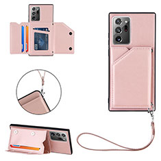 Coque Luxe Cuir Housse Etui Y03B pour Samsung Galaxy Note 20 Ultra 5G Or Rose