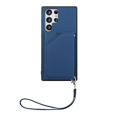 Coque Luxe Cuir Housse Etui Y03B pour Samsung Galaxy S23 Ultra 5G Bleu