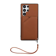 Coque Luxe Cuir Housse Etui Y03B pour Samsung Galaxy S24 Ultra 5G Marron