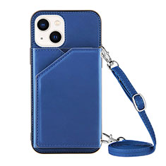 Coque Luxe Cuir Housse Etui Y04B pour Apple iPhone 13 Bleu