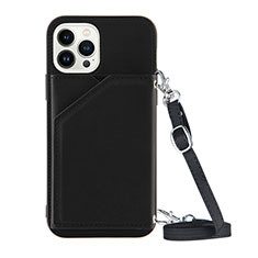 Coque Luxe Cuir Housse Etui Y04B pour Apple iPhone 13 Pro Max Noir