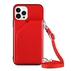 Coque Luxe Cuir Housse Etui Y04B pour Apple iPhone 14 Pro Rouge