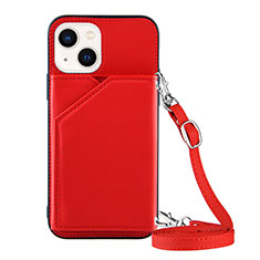 Coque Luxe Cuir Housse Etui Y04B pour Apple iPhone 14 Rouge