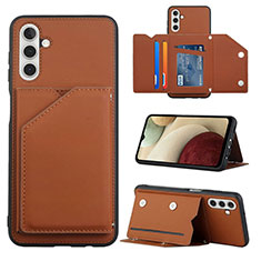 Coque Luxe Cuir Housse Etui Y04B pour Samsung Galaxy A04s Marron