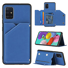 Coque Luxe Cuir Housse Etui Y04B pour Samsung Galaxy A51 5G Bleu