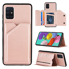 Coque Luxe Cuir Housse Etui Y04B pour Samsung Galaxy A51 5G Or Rose