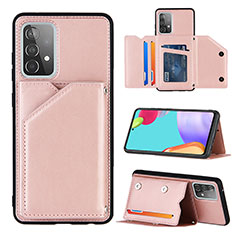 Coque Luxe Cuir Housse Etui Y04B pour Samsung Galaxy A52 4G Or Rose