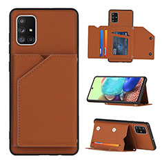 Coque Luxe Cuir Housse Etui Y04B pour Samsung Galaxy A71 5G Marron