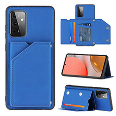 Coque Luxe Cuir Housse Etui Y04B pour Samsung Galaxy A72 5G Bleu