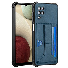 Coque Luxe Cuir Housse Etui Y04B pour Samsung Galaxy M12 Bleu