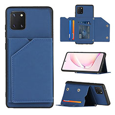 Coque Luxe Cuir Housse Etui Y04B pour Samsung Galaxy M60s Bleu