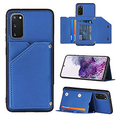 Coque Luxe Cuir Housse Etui Y04B pour Samsung Galaxy S20 Bleu