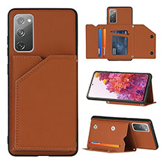 Coque Luxe Cuir Housse Etui Y04B pour Samsung Galaxy S20 FE 4G Marron