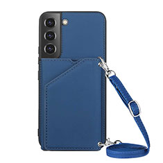 Coque Luxe Cuir Housse Etui Y04B pour Samsung Galaxy S21 FE 5G Bleu