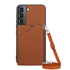 Coque Luxe Cuir Housse Etui Y04B pour Samsung Galaxy S21 Plus 5G Marron