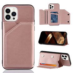 Coque Luxe Cuir Housse Etui Y05B pour Apple iPhone 16 Pro Or Rose