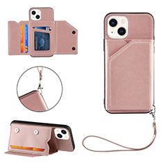 Coque Luxe Cuir Housse Etui Y06B pour Apple iPhone 15 Plus Or Rose