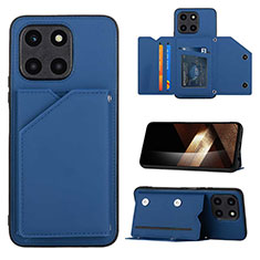 Coque Luxe Cuir Housse Etui YB1 pour Huawei Honor X6a Bleu