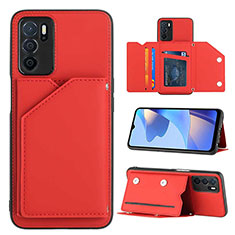 Coque Luxe Cuir Housse Etui YB1 pour Oppo A16 Rouge