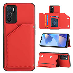 Coque Luxe Cuir Housse Etui YB1 pour Oppo A16s Rouge