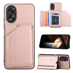 Coque Luxe Cuir Housse Etui YB1 pour Oppo A18 Or Rose