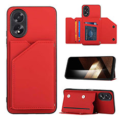 Coque Luxe Cuir Housse Etui YB1 pour Oppo A18 Rouge