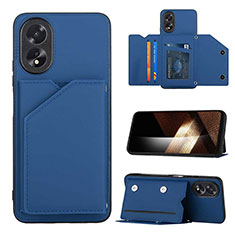 Coque Luxe Cuir Housse Etui YB1 pour Oppo A78 4G Bleu