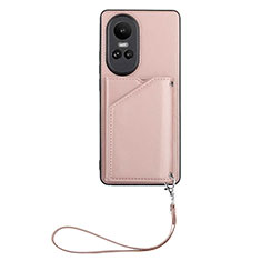 Coque Luxe Cuir Housse Etui YB1 pour Oppo Reno10 Pro 5G Or Rose