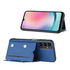 Coque Luxe Cuir Housse Etui YB1 pour Samsung Galaxy A14 4G Bleu