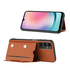 Coque Luxe Cuir Housse Etui YB1 pour Samsung Galaxy A14 5G Marron