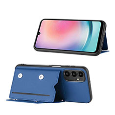 Coque Luxe Cuir Housse Etui YB1 pour Samsung Galaxy A24 4G Bleu