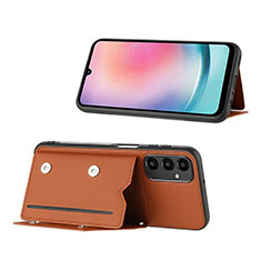 Coque Luxe Cuir Housse Etui YB1 pour Samsung Galaxy A24 4G Marron