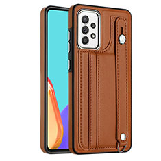 Coque Luxe Cuir Housse Etui YB1 pour Samsung Galaxy A52s 5G Marron