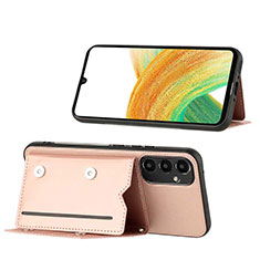 Coque Luxe Cuir Housse Etui YB1 pour Samsung Galaxy A54 5G Or Rose