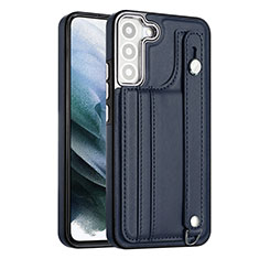 Coque Luxe Cuir Housse Etui YB1 pour Samsung Galaxy S21 FE 5G Bleu