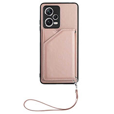 Coque Luxe Cuir Housse Etui YB1 pour Xiaomi Redmi Note 12 Pro+ Plus 5G Or Rose