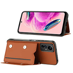 Coque Luxe Cuir Housse Etui YB1 pour Xiaomi Redmi Note 12S Marron