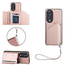 Coque Luxe Cuir Housse Etui YB2 pour Huawei Honor 90 5G Or Rose