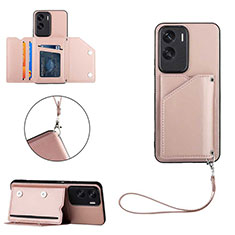 Coque Luxe Cuir Housse Etui YB2 pour Huawei Honor 90 Lite 5G Or Rose