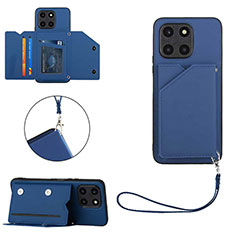 Coque Luxe Cuir Housse Etui YB2 pour Huawei Honor X6a Bleu