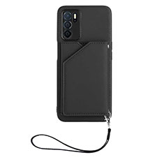 Coque Luxe Cuir Housse Etui YB2 pour Oppo A16 Noir