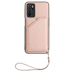 Coque Luxe Cuir Housse Etui YB2 pour Oppo A16s Or Rose